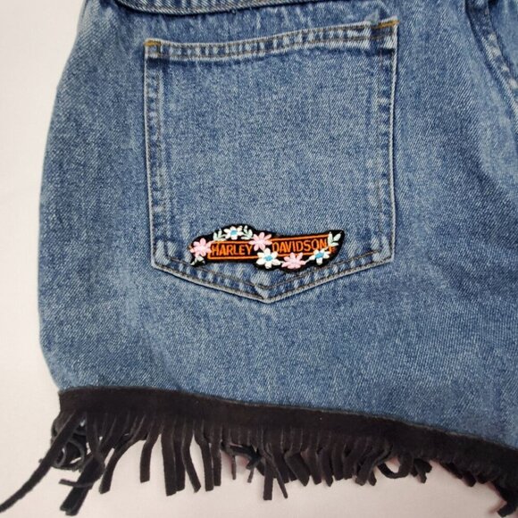 VTG Stefano Womens Size 20 Denim Fringe Shorts Repurposed Upcycled Daisy Dukes - Picture 5 of 8